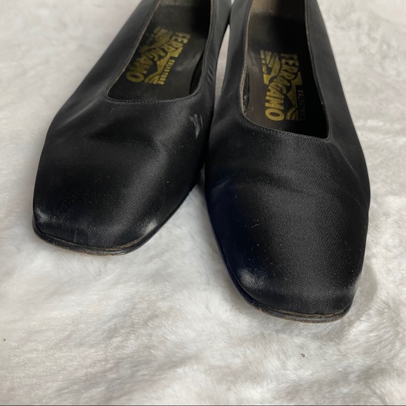 Salvatore Ferragamo Black Shinny Diamond Heels - Picture 4 of 12